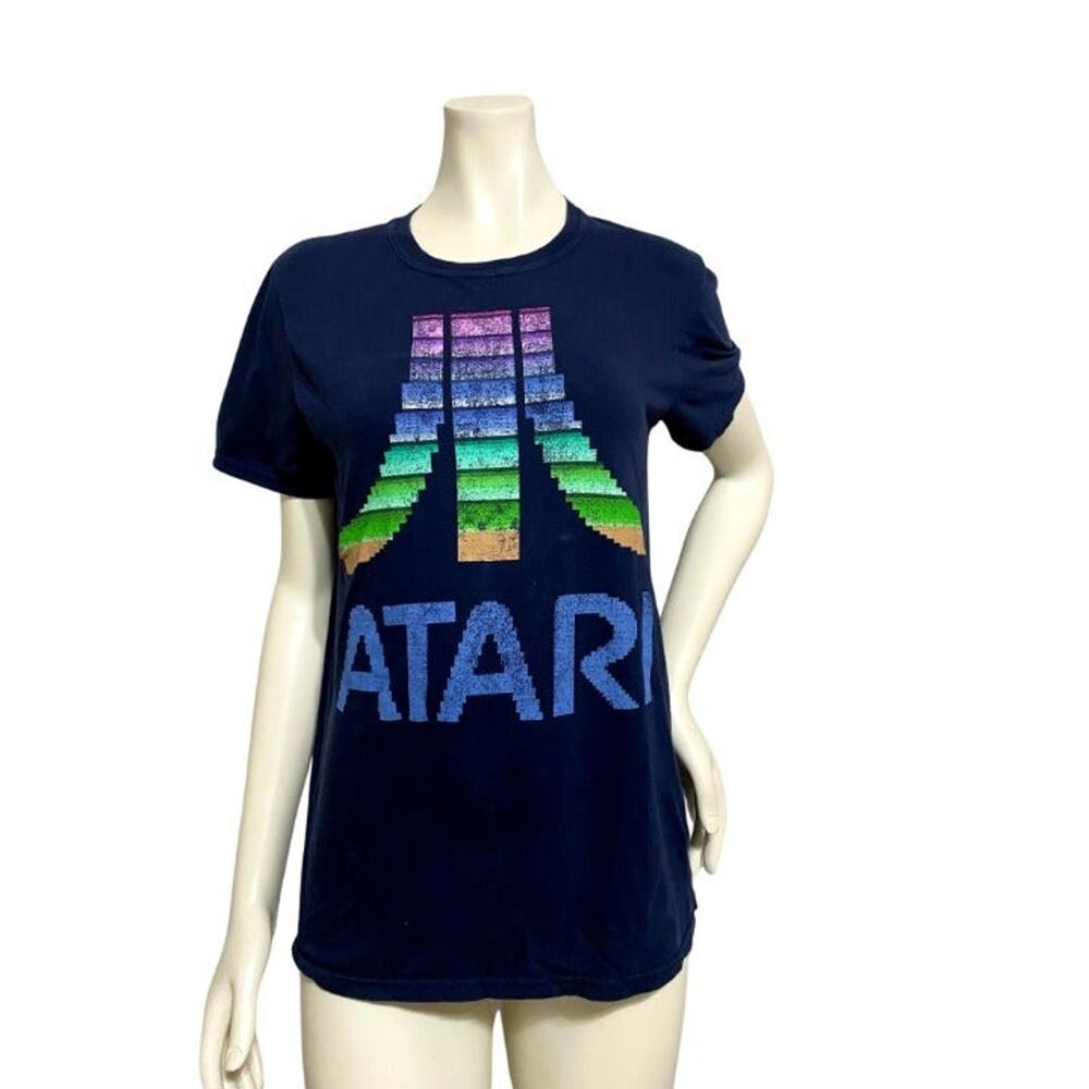 Atari Blue Short Sleeve Unisex Multi-Colored T-Shirt Size Small